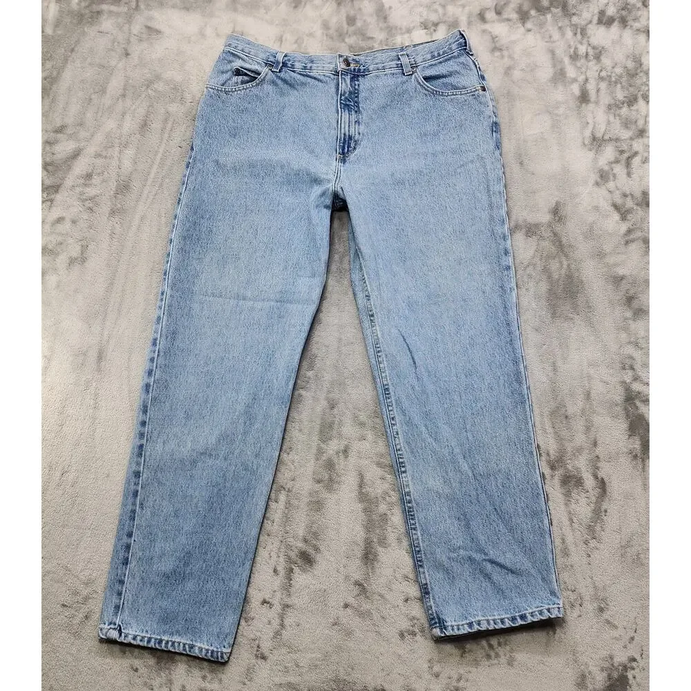 Vintage 90s Lands End Jeans Womens 18 Blue Denim High Rise Tapered Mom‎ Casual